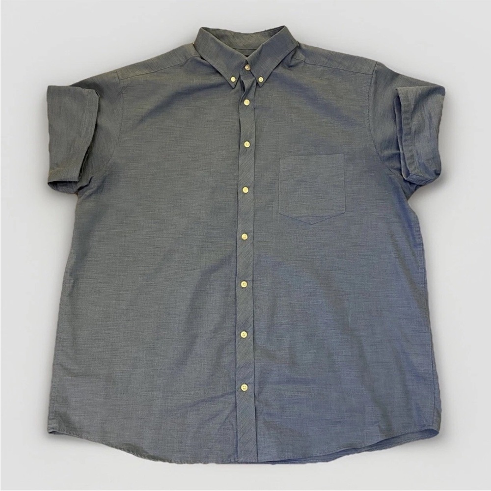 Roundtree & Yorke Mens Short Sleeves Button Down Shirt Blue Cotton Tall Size XLT
